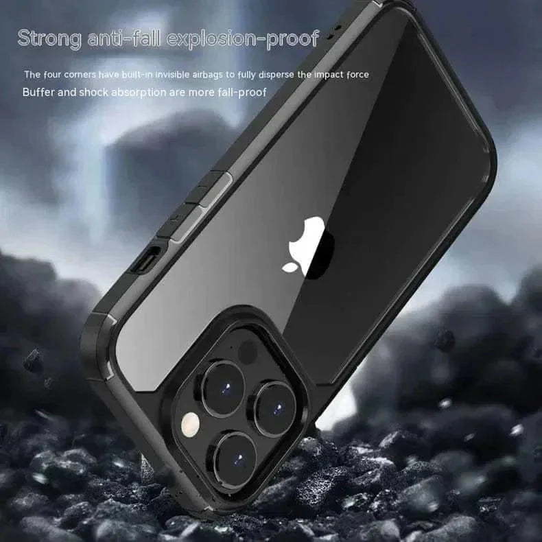 Military Style Clear Hard Case for iPhone 15 Pro Max