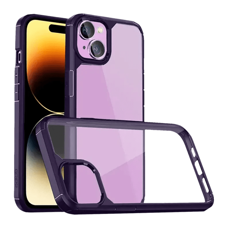 Military Style Transparent Case for iPhone Back Cases iPhone 14 Pro Max / Deep Purple