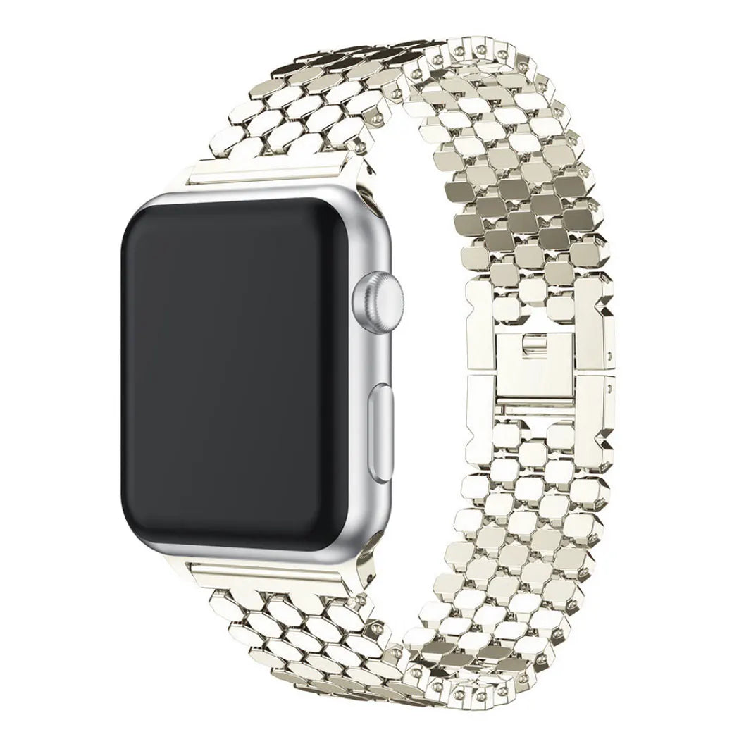 Honeycomb Pattern Stainless Steel Metal Band for Apple Watch 42 | 44 | 45 | Ultra 49 | 46mm S10 42 | 44 | 45 | Ultra 49 | 46mm S10 natural-titanium Straps & Bands