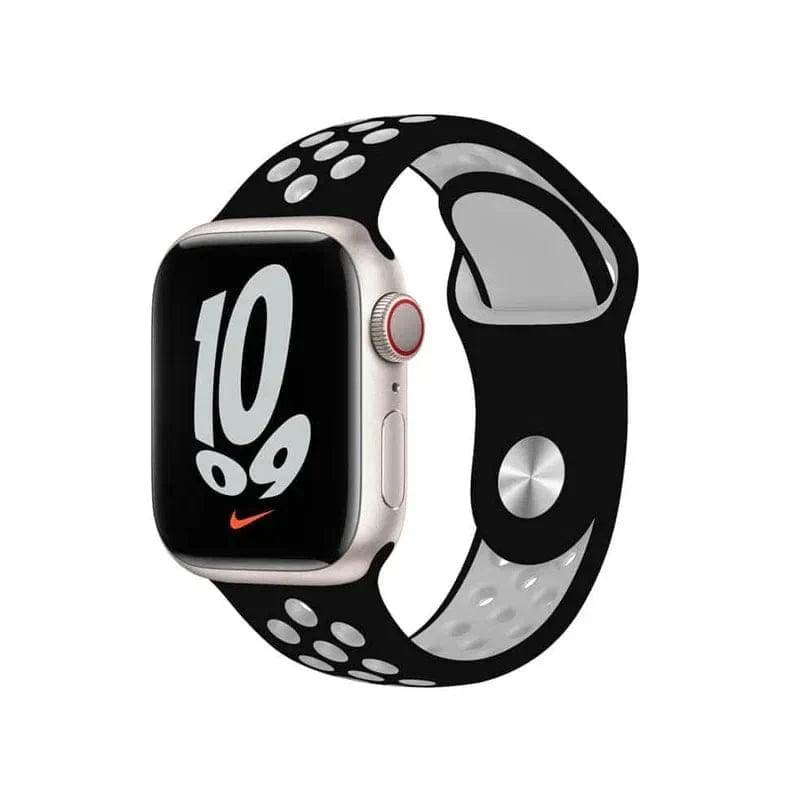 Nike Silicone Soft Watch Band for Apple Watch Watch Bands 42mm | 44mm | 45mm | Ultra 49mm / Black White