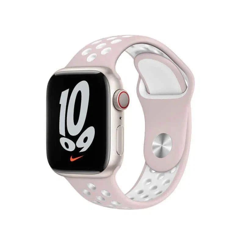 Nike Silicone Soft Watch Band for Apple Watch Watch Bands 42mm | 44mm | 45mm | Ultra 49mm / Light Pink White