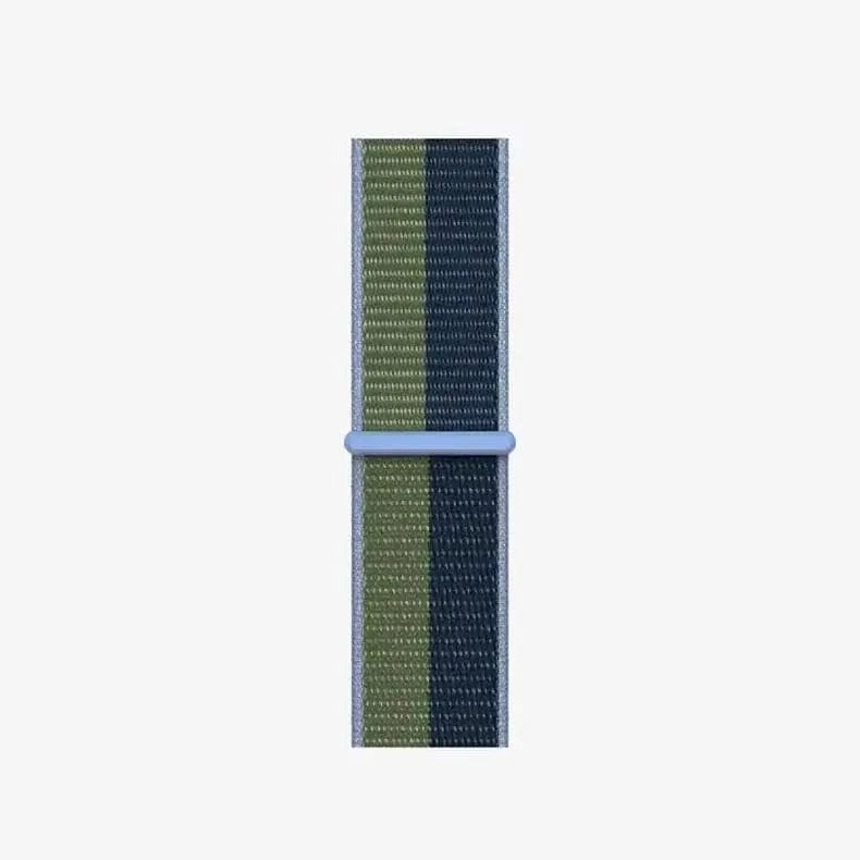 Nylon Velcro Sport Loop Watch Band for Apple Watch Watch Bands 42mm | 44mm | 45mm | Ultra 49mm / Green Midnight Blue