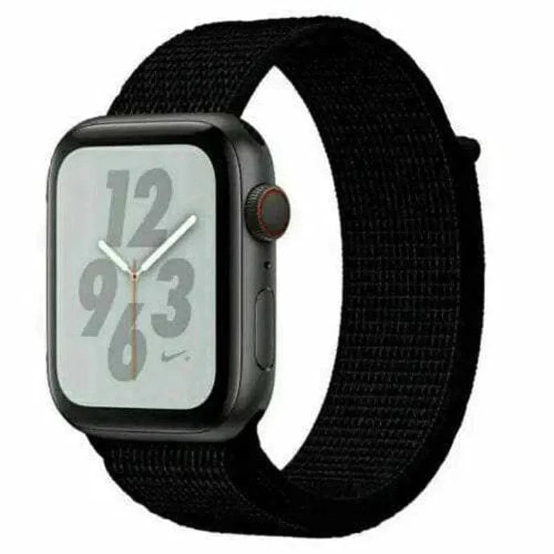 Nylon Velcro Sport Loop Watch Band for Apple Watch Watch Bands 42mm | 44mm | 45mm | Ultra 49mm / Full Black