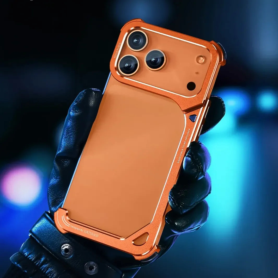 Oatsbasf 9 Shape Invisible Kickstand Air Cushion Aluminum Metal Bumper Case for iPhone 17 Pro