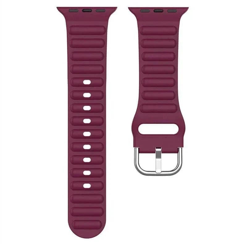 Ocean Ripple Silicone Soft Watch Band for Apple Watch Watch Bands 42mm | 44mm | 45mm | Ultra 49mm / Wine Red