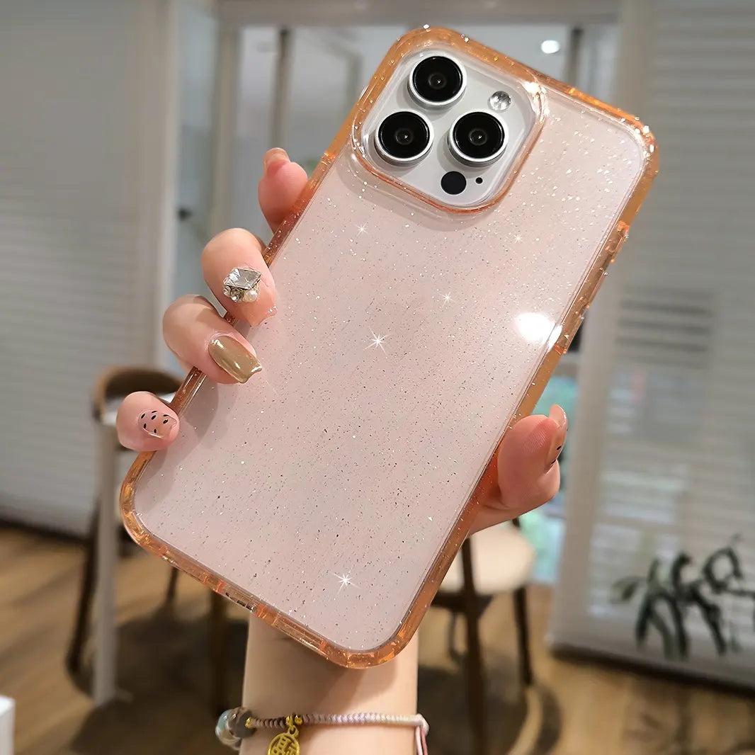 Powder Glitter Bling Clear Case for iPhone 16 Pro Max iPhone 16 Pro Max pink Cases & Covers