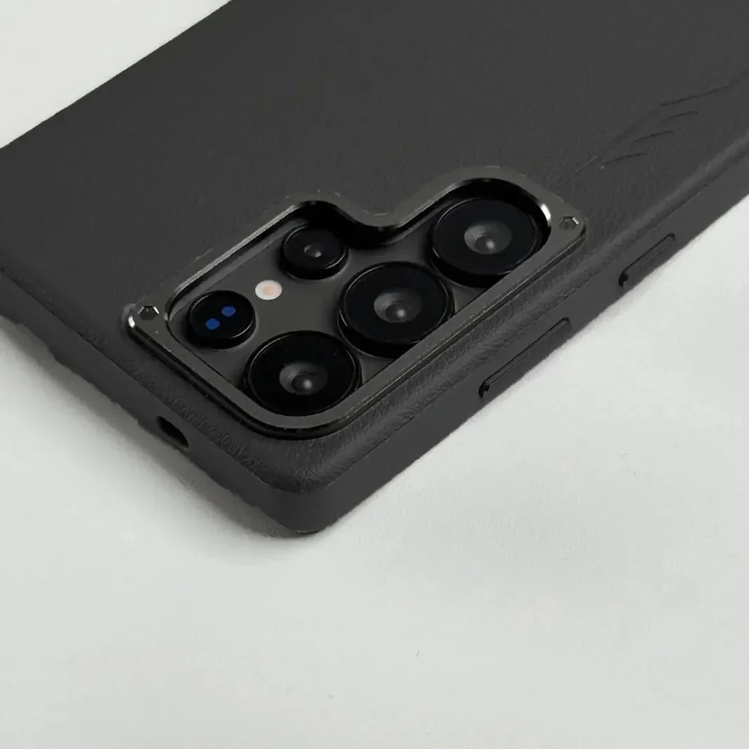 Premium Leather Texture Metal Button MagSafe Case for Samsung S25 Ultra