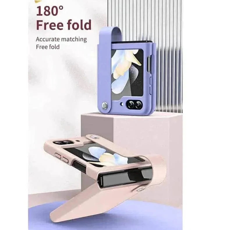 PU Leather Hand Strap Matte Hard Case for Samsung Z Flip5