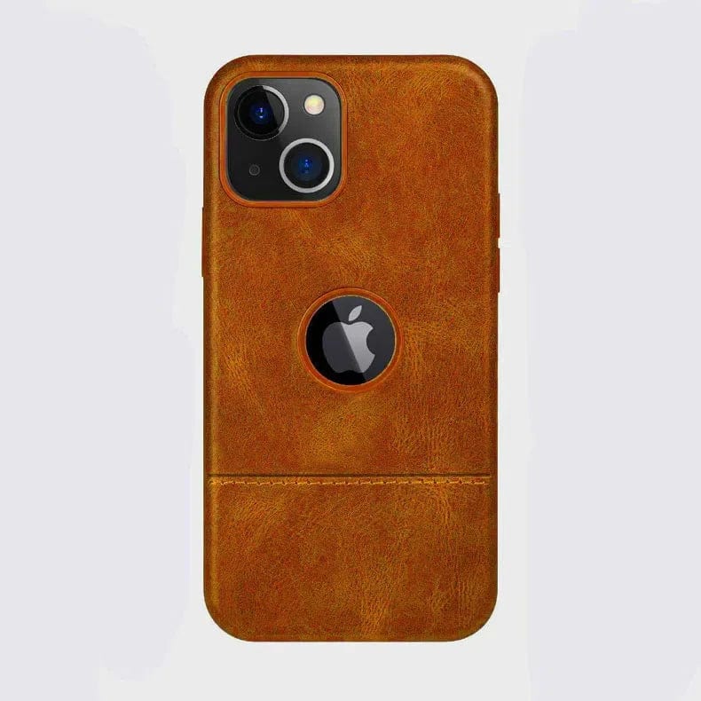 PU Leather Logo View Case for iPhone Back Cases iPhone 11 / Brown