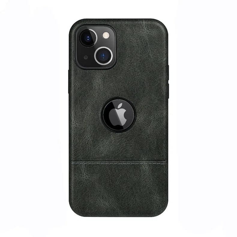 PU Leather Logo View Case for iPhone Back Cases iPhone 11 / Green