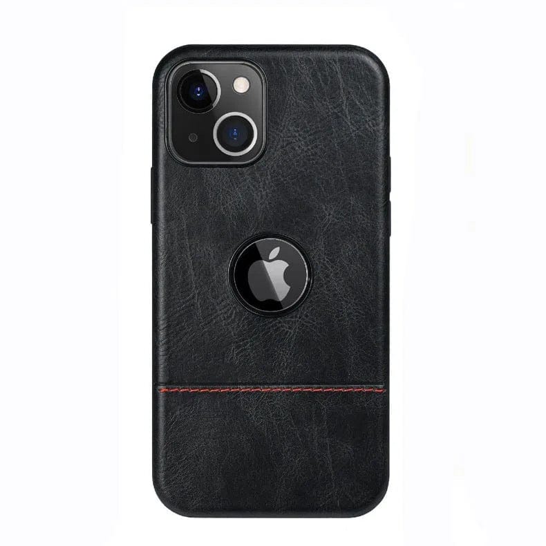 PU Leather Logo View Case for iPhone Back Cases iPhone 11 / Black