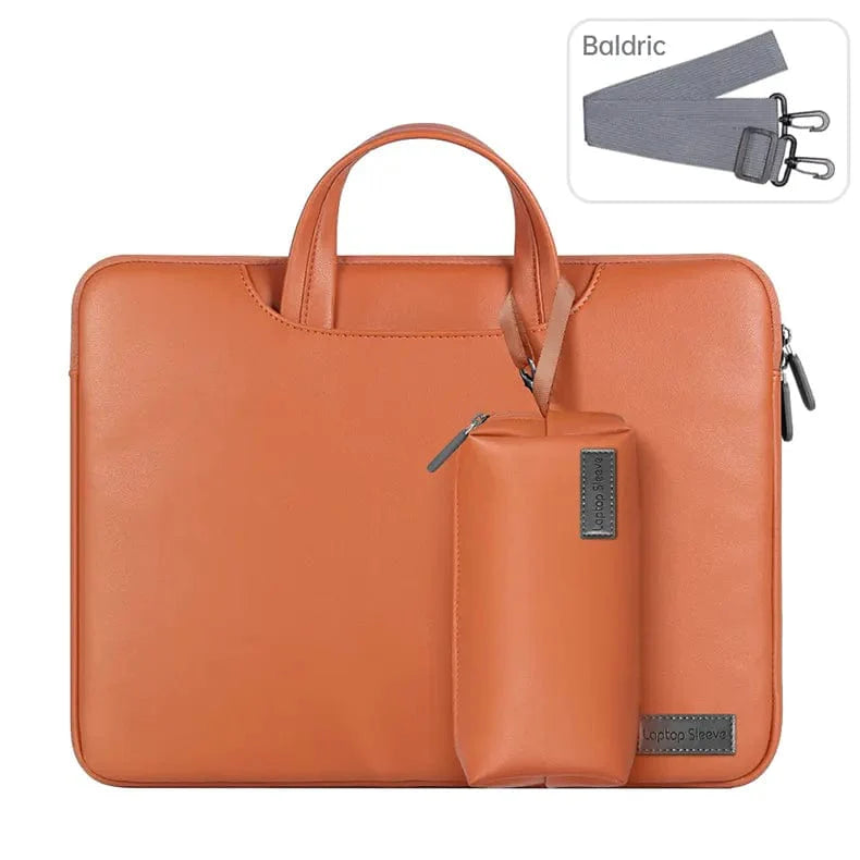 PU Leather Waterproof Sleeve Bag With Detachable Strap for MacBook | Laptop | Notebook