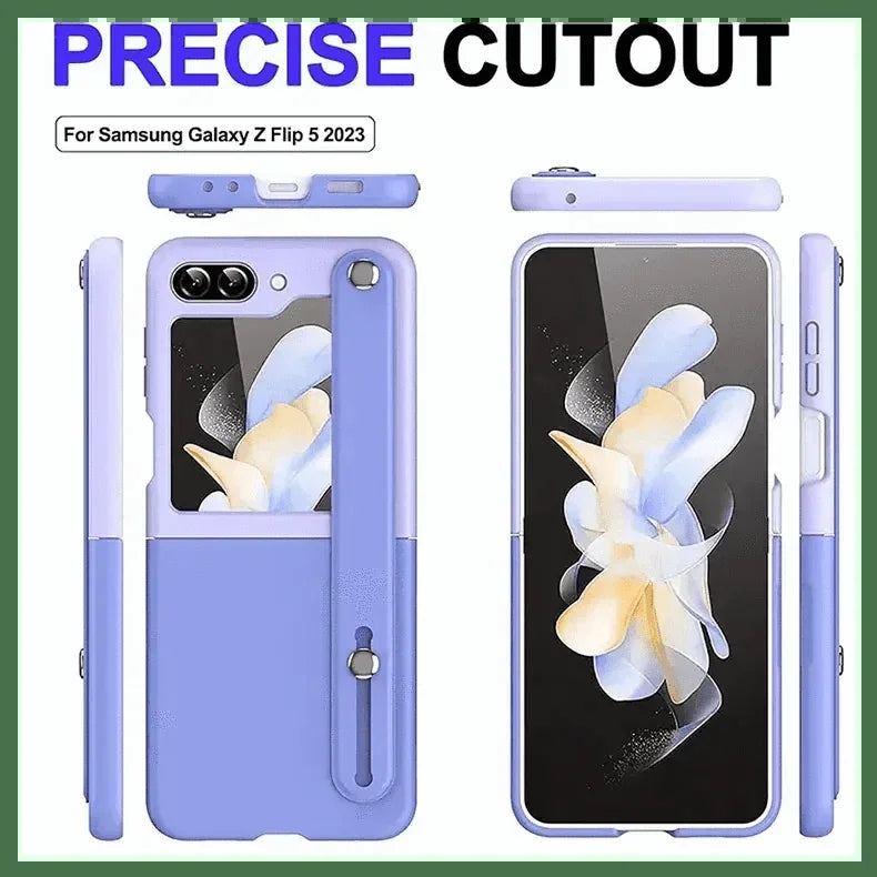 PU Leather Wrist Band Dual Color Case for Samsung Z Flip5