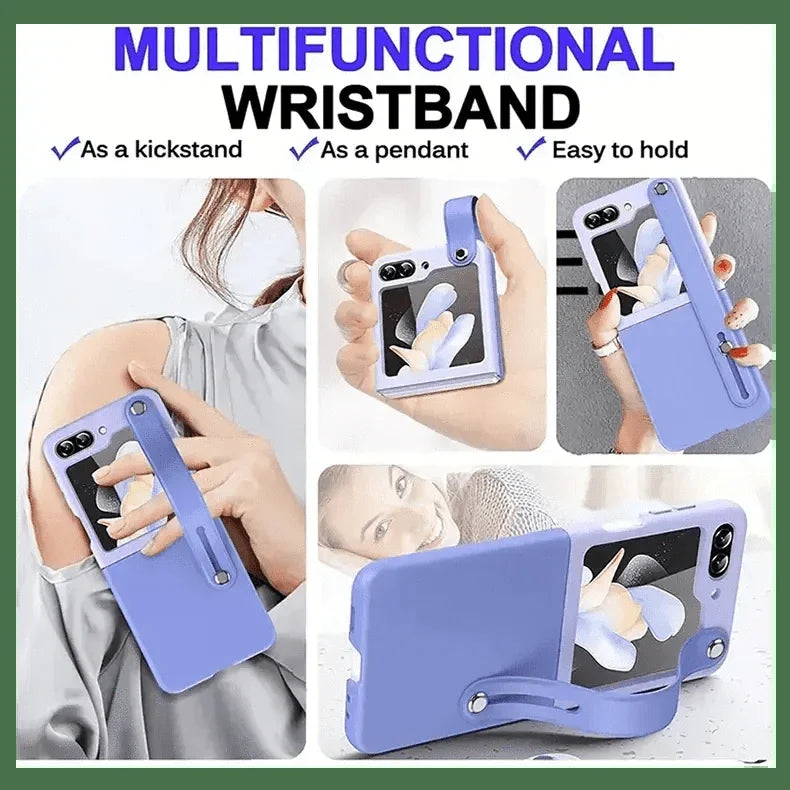 PU Leather Wrist Band Dual Color Case for Samsung Z Flip5