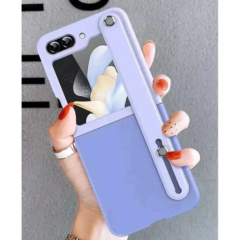 PU Leather Wrist Band Dual Color Case for Samsung Z Flip5