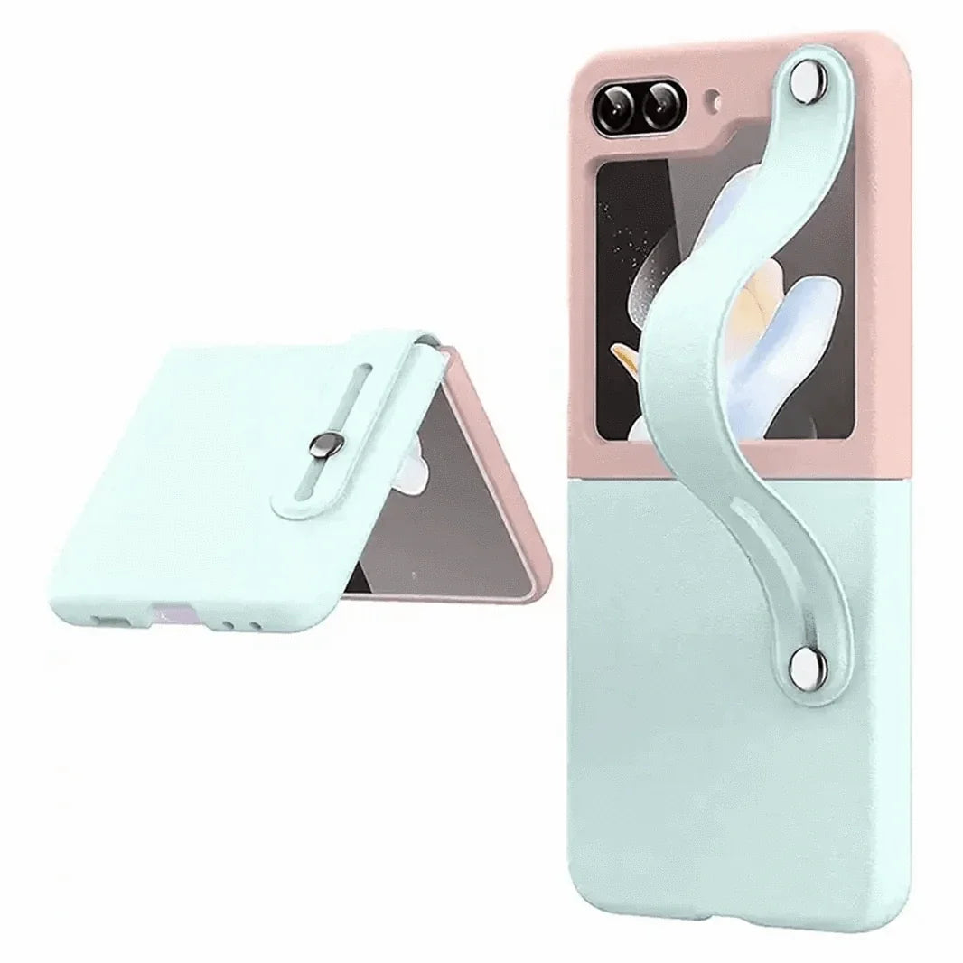 PU Leather Wrist Band Dual Color Case for Samsung Z Flip5