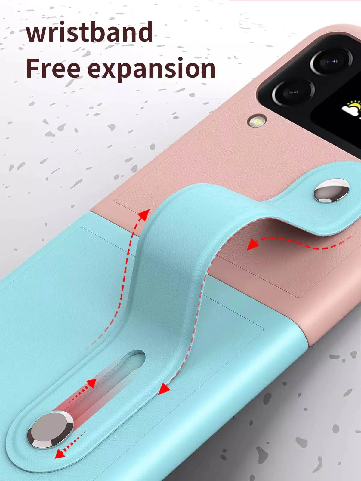 PU Leather Wrist Strap Dual Color Phone Back Case for Samsung Galaxy Z Flip