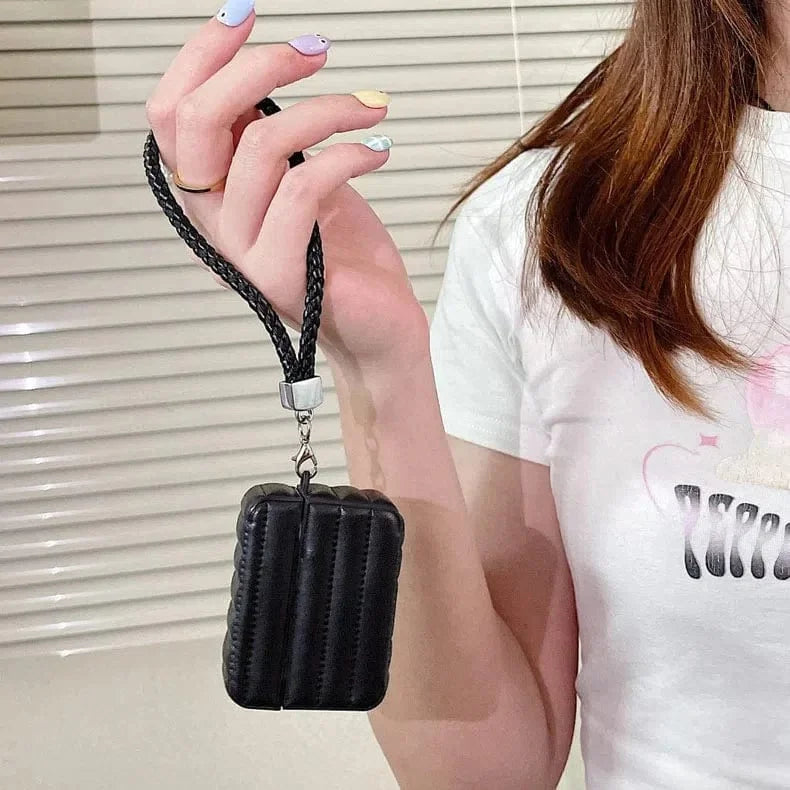 Puffy Pebble Leather Dual Layer Hard Cover for Airpods 1 | 2