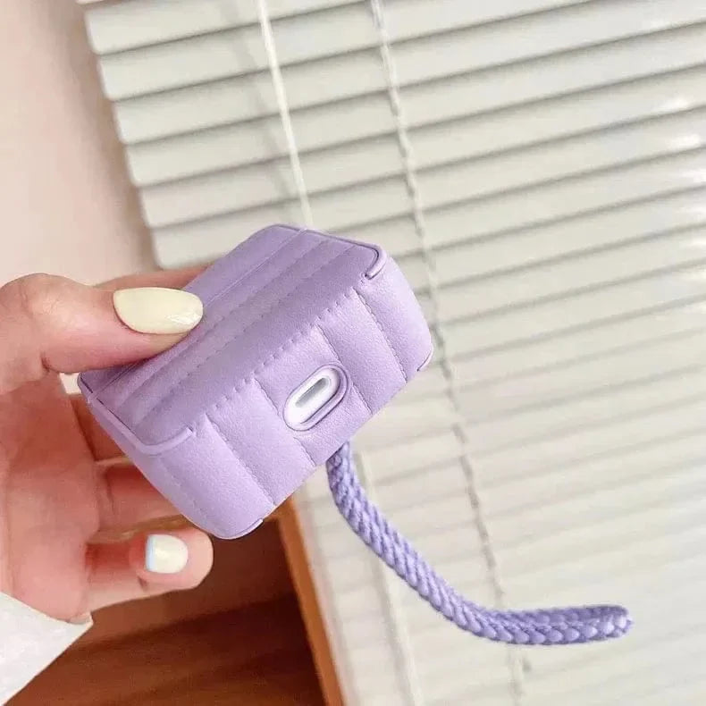 Puffy Pebble Leather Dual Layer Hard Cover for Airpods 1 | 2