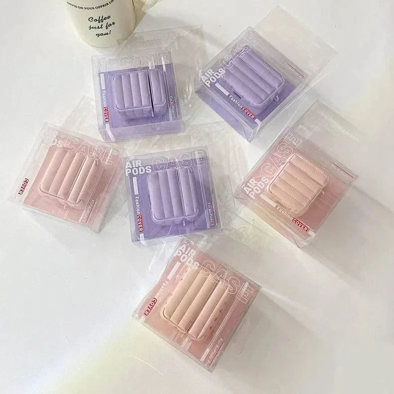 Puffy Pebble Leather Dual Layer Hard Cover for Airpods 1 | 2