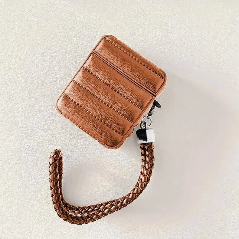 Puffy Pebble Leather Dual Layer Hard Cover for Airpods 1 | 2