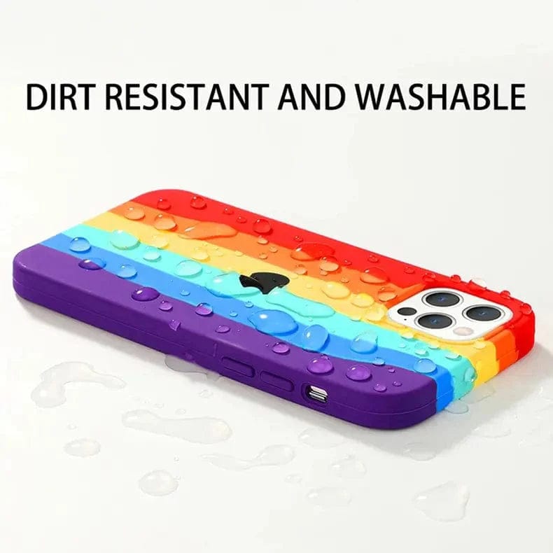 Rainbow Color Liquid Silicone Slim Soft Touch Case for iPhone Back Cases