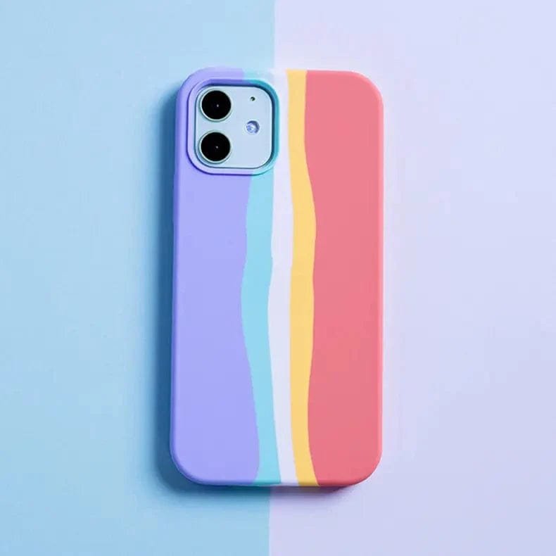 Rainbow Color Liquid Silicone Slim Soft Touch Case for iPhone Back Cases iPhone 11 Pro / Lavender