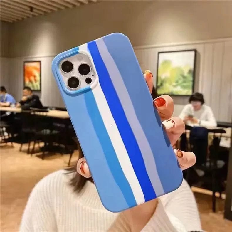 Rainbow Color Liquid Silicone Slim Soft Touch Case for iPhone Back Cases iPhone 11 Pro Max / Blue