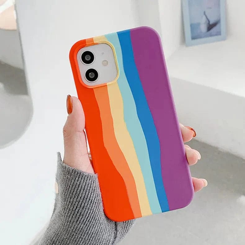 Rainbow Color Liquid Silicone Slim Soft Touch Case for iPhone Back Cases iPhone 11 Pro Max / Red