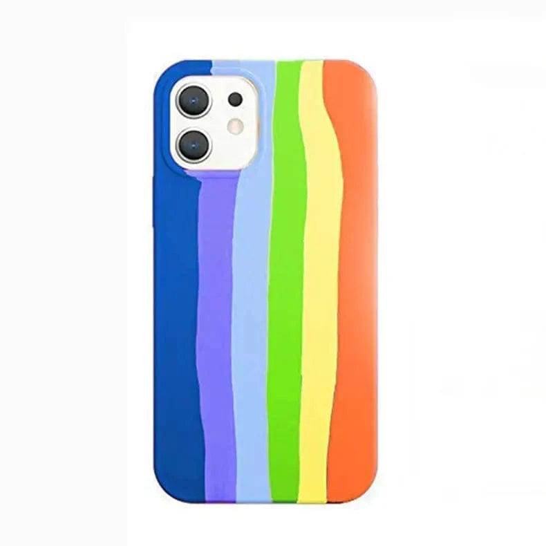 Rainbow Color Liquid Silicone Slim Soft Touch Case for iPhone Back Cases iPhone 12 Pro Max / Multicolor