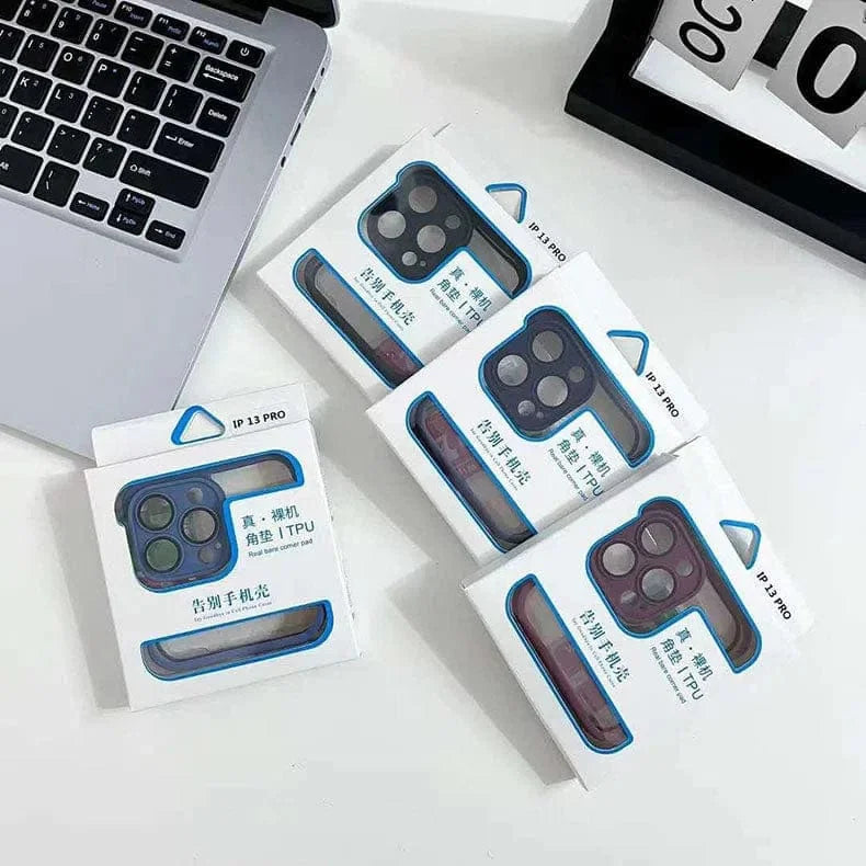 Real Bare Corner Pad Bordeless TPU Camera Lens Protection Case for iPhone 15