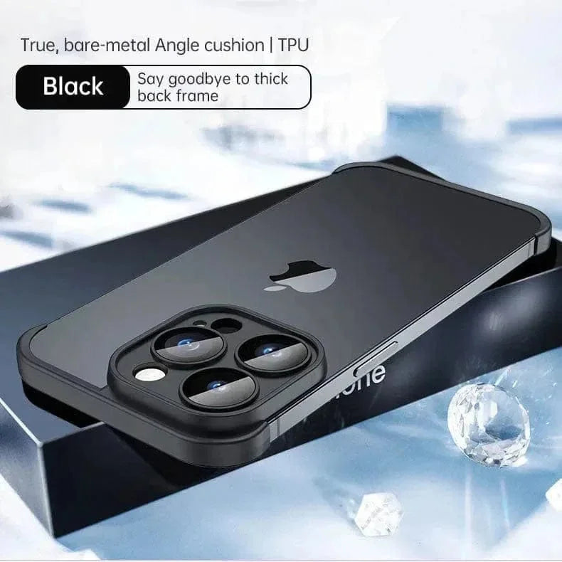 Real Bare Corner Pad Bordeless TPU Camera Lens Protection Case for iPhone 15 Pro
