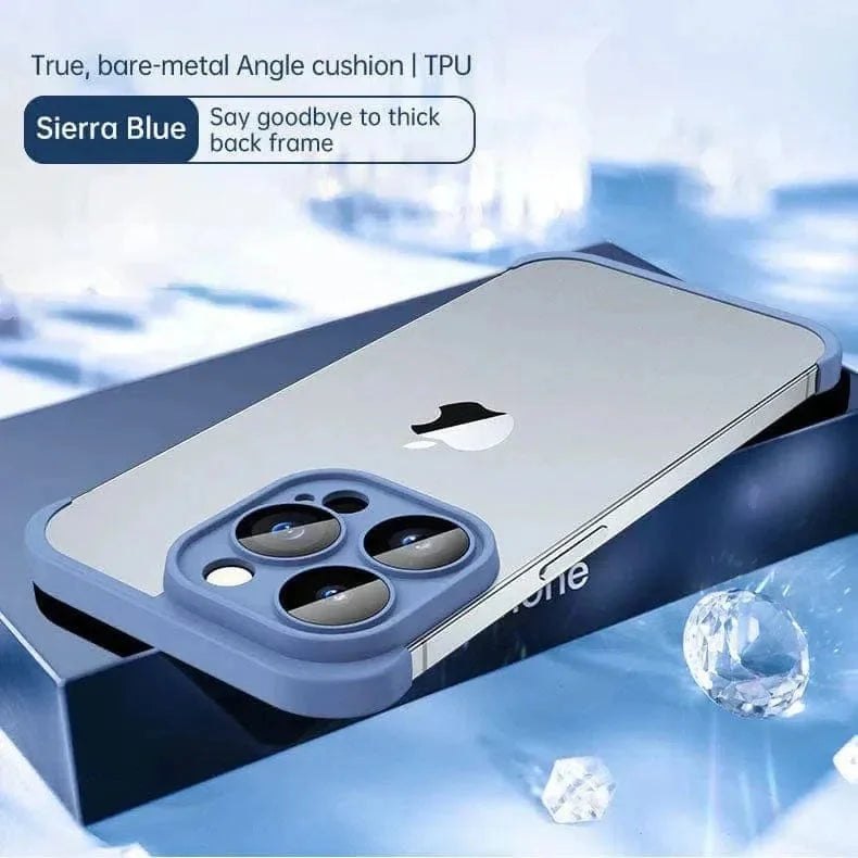Real Bare Corner Pad Bordeless TPU Camera Lens Protection Case for iPhone 15