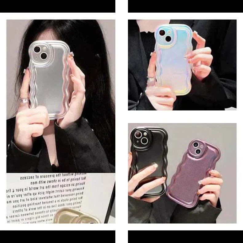 Reflective Shiny Wavy Edge Soft TPU Case for iPhone Back Cases