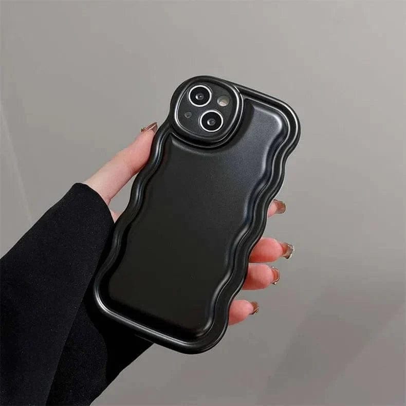 Reflective Shiny Wavy Edge Soft TPU Case for iPhone Back Cases iPhone 14 Pro Max / Black