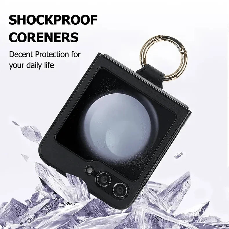 Rhombus PU Leather Ring Case for Samsung Z Flip5