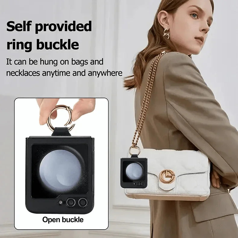 Rhombus PU Leather Ring Case for Samsung Z Flip5