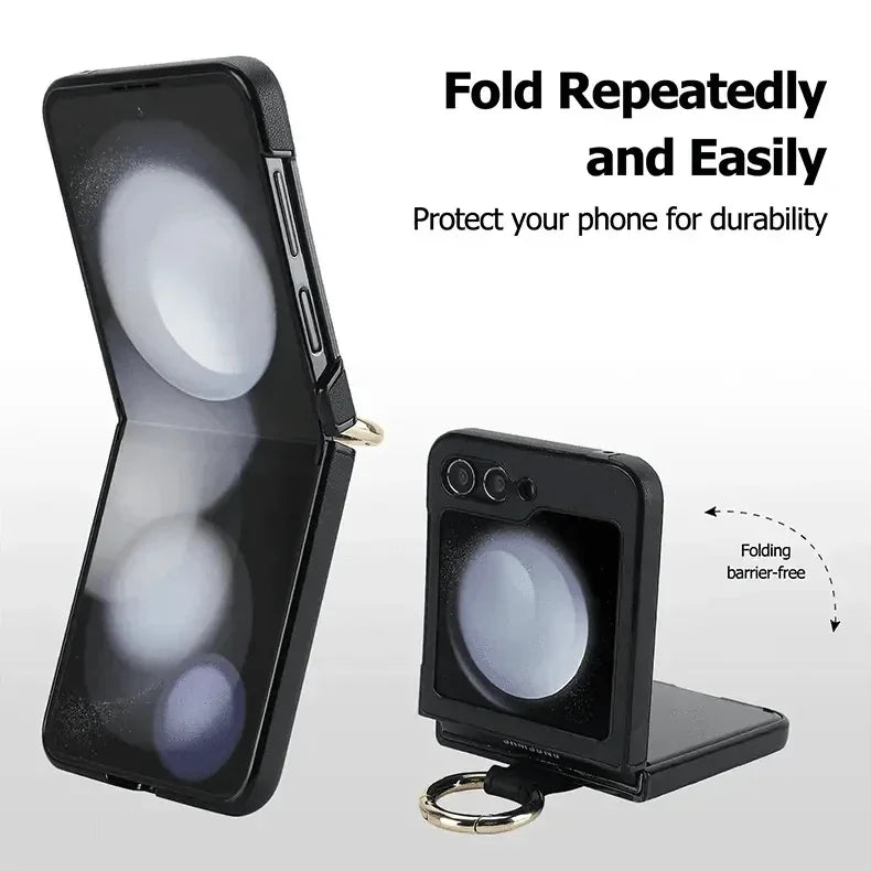 Rhombus PU Leather Ring Case for Samsung Z Flip5