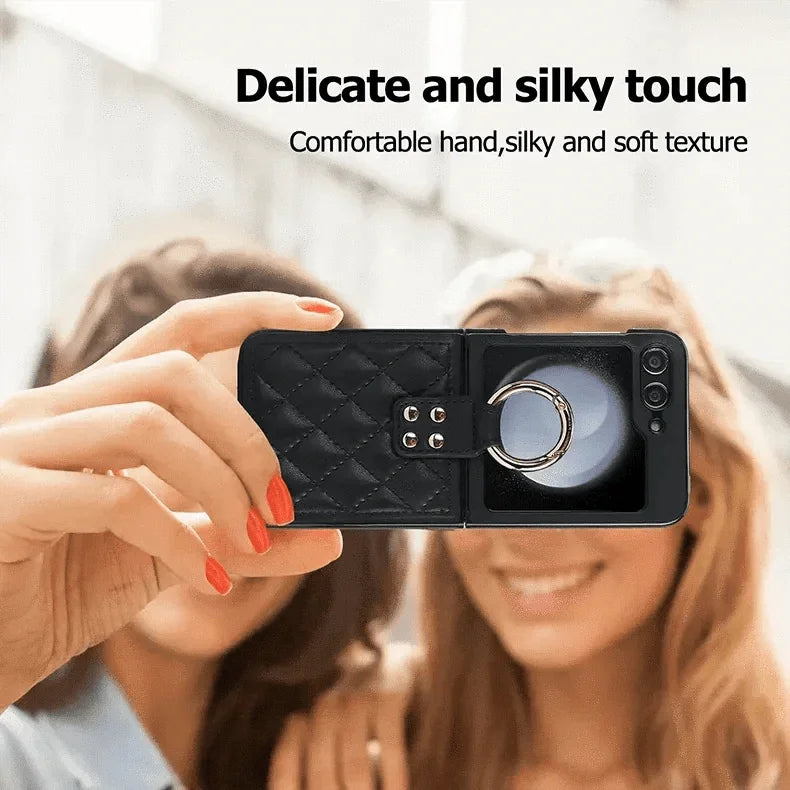 Rhombus PU Leather Ring Case for Samsung Z Flip5