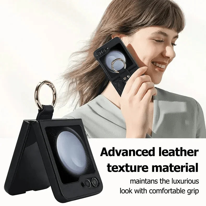 Rhombus PU Leather Ring Case for Samsung Z Flip6