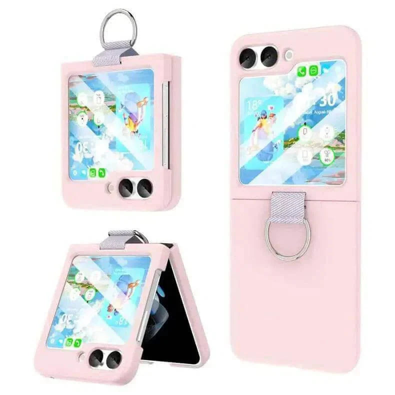 Ribbon Metal Ring Holder matte finish Hard Phone Back Case for Samsung Galaxy Z Flip