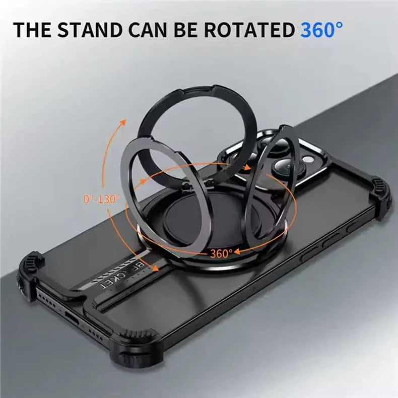 Rimless Magnetic 360° Kickstand Frameless Metal Bumper for Apple iPhone