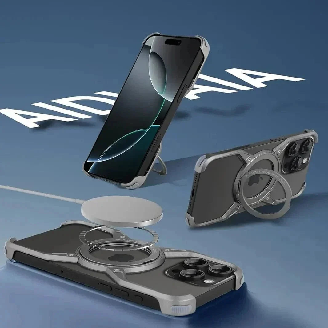 Rotation Kickstand Metal Frameless Magsafe Case for iPhone 16 Pro Max