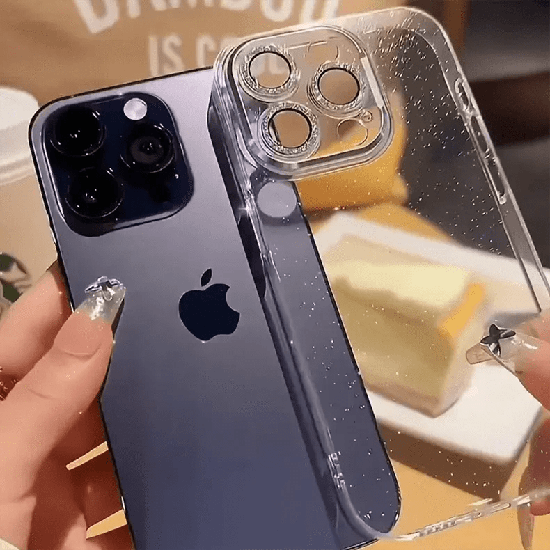 Shiny Glitter Camera Protective Clear Case for iPhone Back Cases