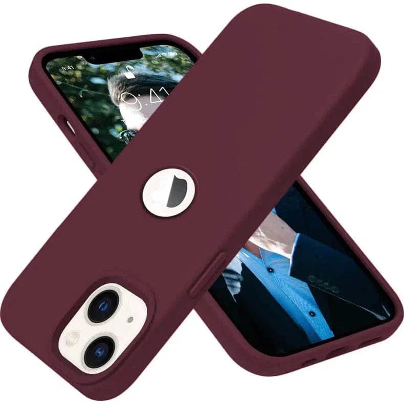 Silicone Round Wind Cut Case for iPhone Back Cases iPhone 13 / Wine