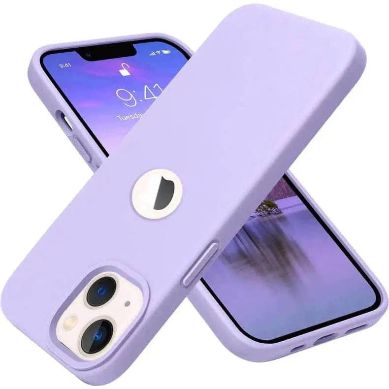 Silicone Round Wind Cut Case for iPhone 13 iPhone 13 Lavender Back Cases