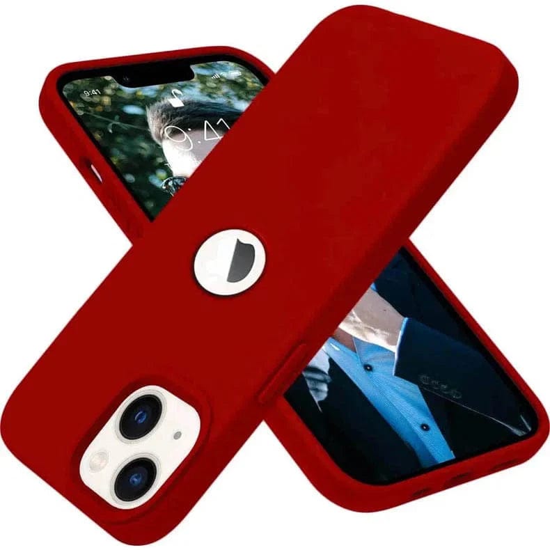 Silicone Round Wind Cut Case for iPhone Back Cases iPhone 12 | 12 Pro / Rose Red