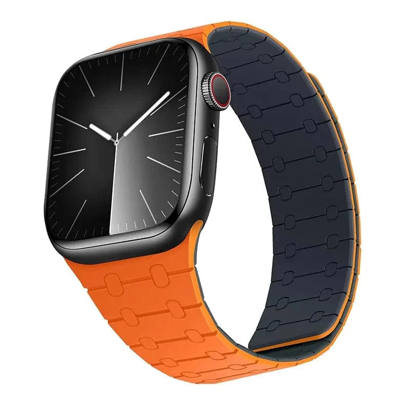 Silicone Soft Magnetic Overlap Band for Apple Watch Watch Bands 42mm | 44mm | 45mm | Ultra 49mm / Orange Midnight Blue