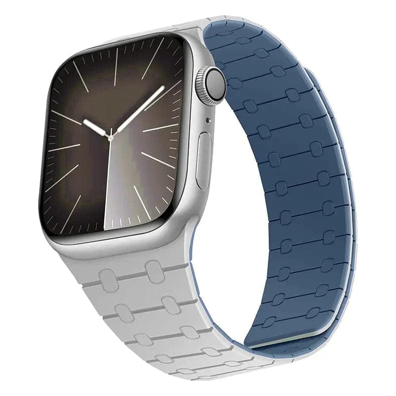 Silicone Soft Magnetic Overlap Band for Apple Watch Watch Bands 42mm | 44mm | 45mm | Ultra 49mm / Grey Blue