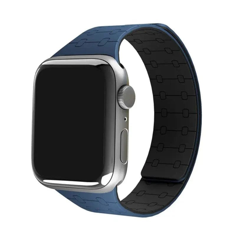 Silicone Soft Magnetic Overlap Band for Apple Watch Watch Bands 42mm | 44mm | 45mm | Ultra 49mm / Blue Black